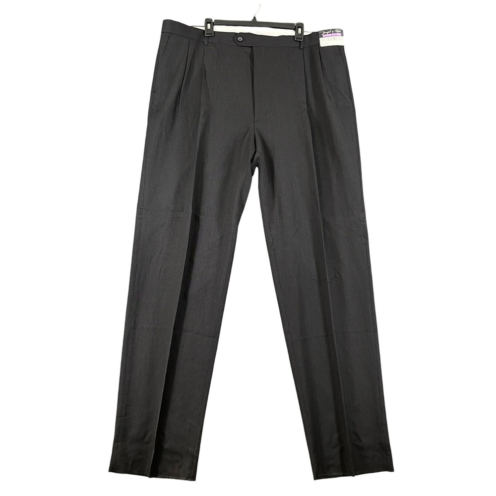 Joseph & Feiss Executive Fit Wool Dress Pants Mens 42 Charcoal Unhemmed NWT